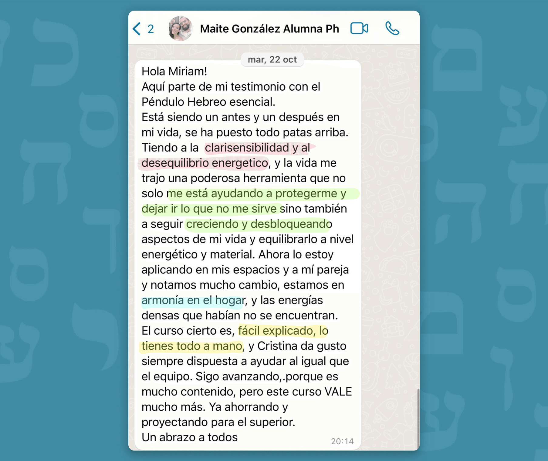 Terapia complementaria testimonios alumnos